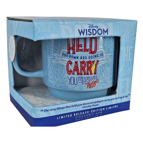 DISNEY WISDOM RARE BLUE DUMBO 1 IN 12 SERIES STACKABLE MUG TIMOTHY MOUSE QUOTE - Picture 1 of 10